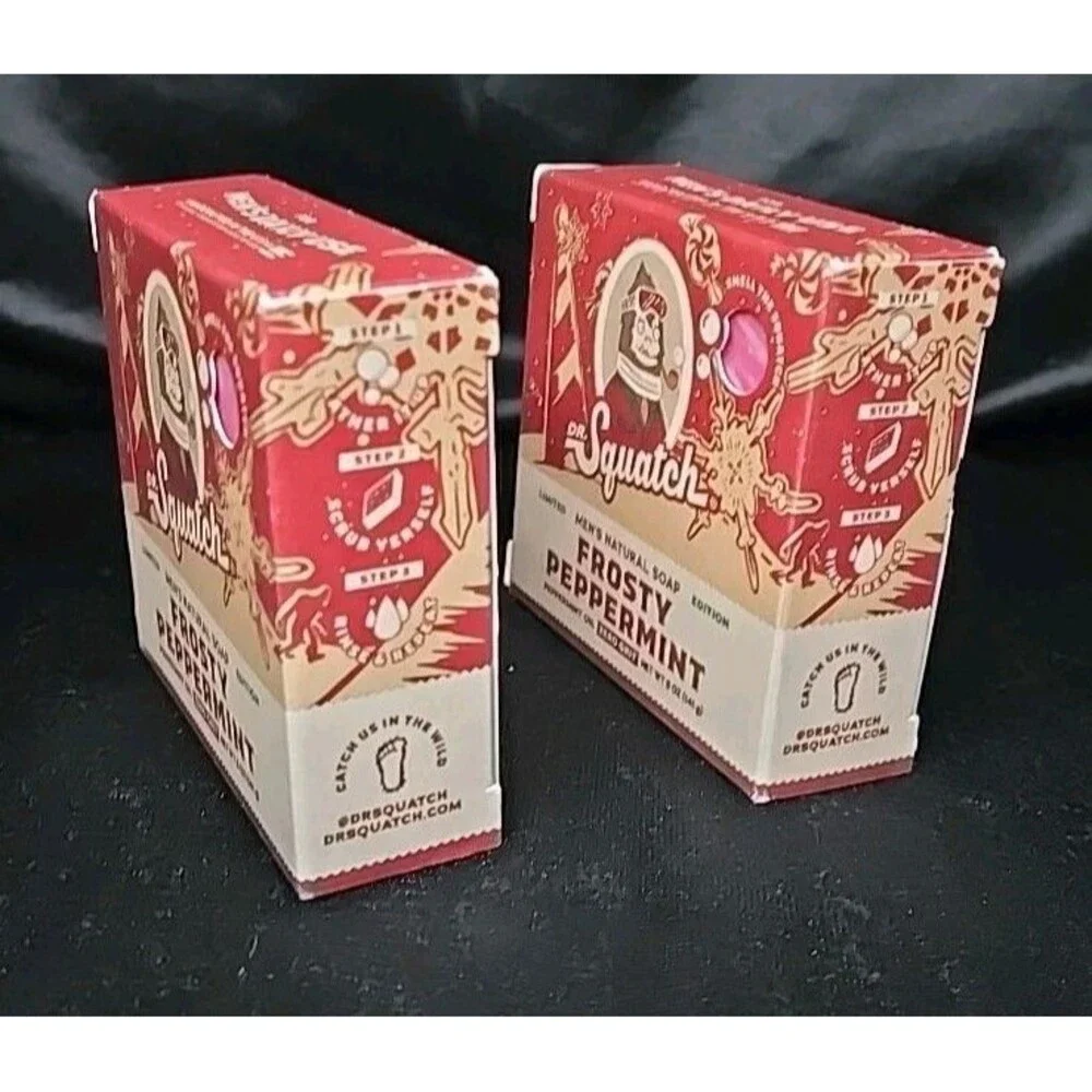 NEW X2 Dr. Squatch Men's Limited Edition Frosty Peppermint Natural Soap Bars
